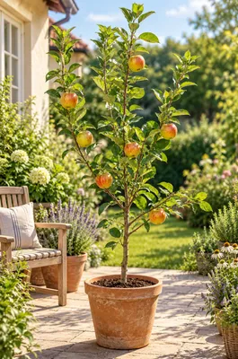 Immagine prodotto di Apfelbaum 'James Grieve' – una varietà di mela estiva succosa, un albero da frutto resistente al freddo invernale, ideale per il giardino, altezza 100-120 cm inclusa la pianta. (Malus x domestica)