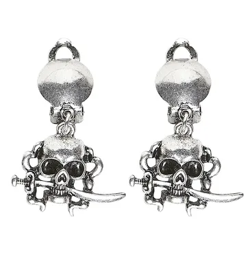 Produktbild von Ohrclips Totenkopf Pirat silber