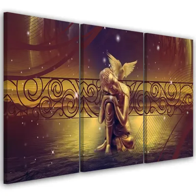 Produktbild von Triptychon auf leinwand religiöses - braun 90x60 cm Feeby braun wandbild bereit zum aufhängen