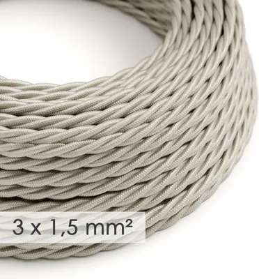Immagine prodotto di Creative-Cables Cavo elettrico in tessuto a larga sezione, 3x1,50, 10 m, Avorio TM00, Trecciato effetto seta