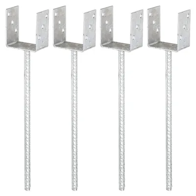 Produktbild von Alberts 4 x U-Pfostenträger, Riffelstahl-Betonanker, 121x121 mm, Betonanker 400 mm, feuerverzinkt, zum Einbetonieren