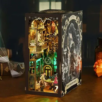 Image de Maison miniature Book Nook - Cartes de Tarot - Puzzle 3D - 395 pièces - Maison miniature en bois - avec éclairage LED