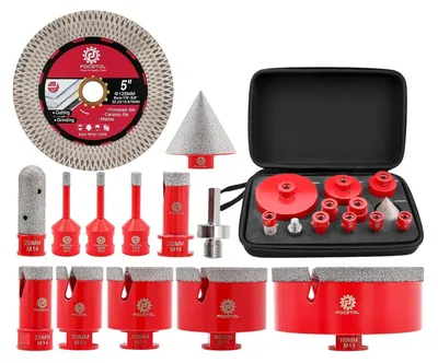 Productafbeelding van Diamant boor set, 13 stuks, M14 schroefdraad, geschikt voor porselein, keramiek en marmer