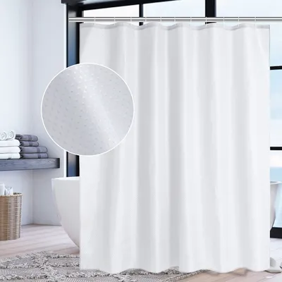 Obrázok produktu pre Sprchový záves 180 x 180 cm biely textil, proti plesniam, vodotesný a rýchloschnúci, umývateľný, kvalitný textilný sprchový záves, vaňa, dĺžka 1,8 x 1,8 m