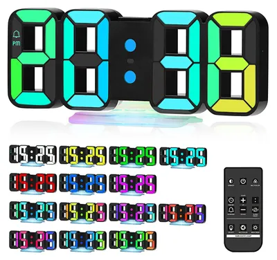 3D LED-Digitalwecker mit Fernbedienung, 3 Helligkeitsstufen