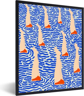 Produktbild von MuchoWow® Gerahmtes Poster Bein - Wasser - Vintage 60x80 cm - Poster mit Schwarzem Bilderrahmen Wandposter Rahmen Foto Bilder - Premium - Wanddeko Wohnzimmer
