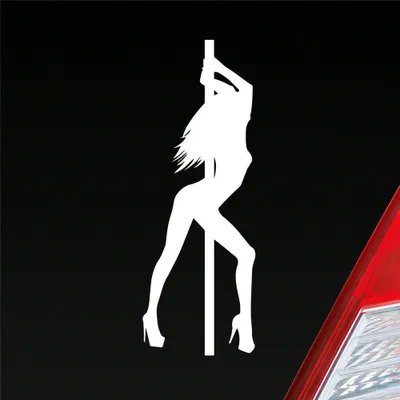 Produktbild von Auto Aufkleber Sexy Girl Poledance Strip GoGo Pin Up 12x4 cm Weiss Matt Sticker Heckscheibenaufkleber