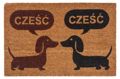 Produktbild von Fußmatte, Kokosfaser, Hunde, Dackel, „Cześć“-Schild 40x60
