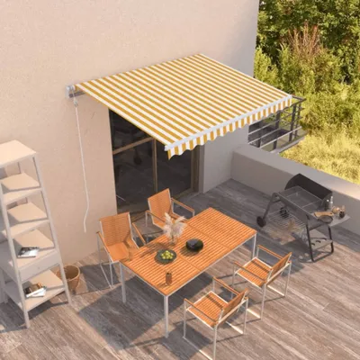 Zdjęcie produktu dla vidaXL Markiza automatycznie zwijana 350x250 cm żółto-biała