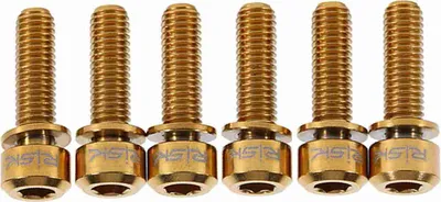 Obrázok produktu pre 6ks M5 x 18mm titánový stonkový skrutka s podložkou pre bicykel (zlatý)