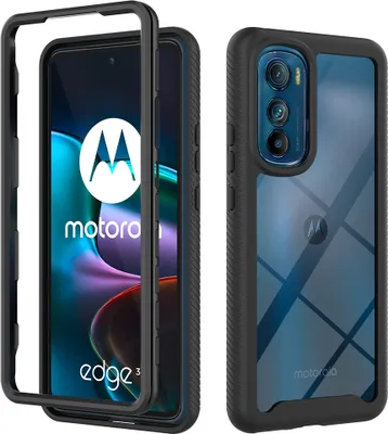 Produktbild von Motorola Edge 30 Hülle, Hybrid Transparente Rückseite Robust TPU Bumper Rutschfest Stoßfest Schutzhülle für Motorola Edge 30 Schwarz