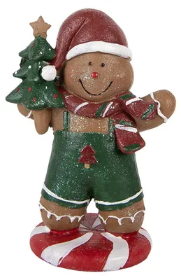 Obrázek produktu pro Clayre & Eef Vánoční dekorace figurka perníček 12x11x21 cm hnědý plast