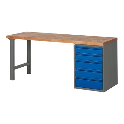 Produktbild von STIER Werkbank Premium mit 5 Schubladen BxTxH 2000x700x890mm anthrazitmetall / RAL5010