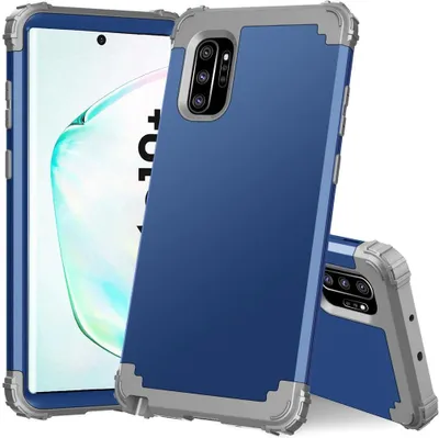 Produktbild von Galaxy Note 10+ Plus Hülle, LaimTop Heavy Duty 3 in 1 Hybrid Hart PC Flexibel TPU Silikon Stossfest Kratzfest Tasche Schutzhülle für Samsung Galaxy Note 10 Plus / Note 10+ 5G Navy blau