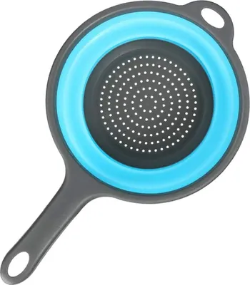 Image de Passoire pliable en silicone - peu encombrante et multifonctionnelle - bleue