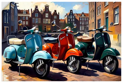 Produktbild von ARTland Wandbild, selbstklebend Mit dem Motorroller nach Amsterdam Größe: 30x20 cm