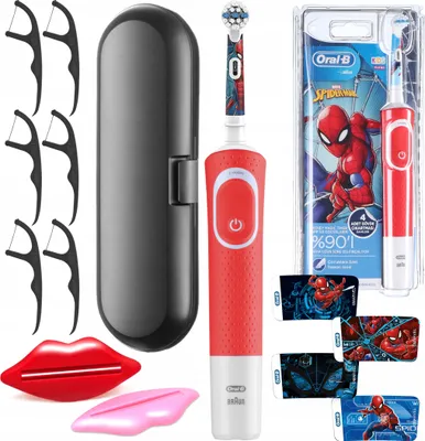 Immagine prodotto di Oral-B | Spazzolino elettrico Vitality 100 Kids Spiderman - Blu - Con 2 modalità di pulizia - Divertimento durante la pulizia dei denti