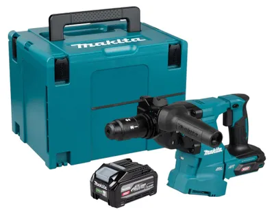 Imagen del producto de Martillo combinado a batería Makita HR 012 GU101, 40 V máx., 3,3 J, SDS plus, sin escobillas + 1 batería de 4,0 Ah + Makpac —sin cargador—