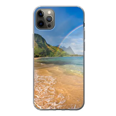 Produktbild von MuchoWow® Handyhülle Schutzhülle Hülle für iPhone 13 Pro Max Ein schöner Regenbogen am Tunnels Beach in Hawaii Silikon Softcase Handy Hülle - Mobiltelefon