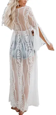 Produktbild von Solidchoice – Leichter Kaftan-Kleid mit Spitze, ideal für Strand und Urlaub