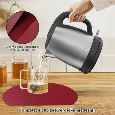 Produktbild von Set mit 4 Untersetzern und Tischsets – Weinrot, Halbrund