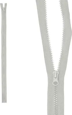 Produktbild von mumbi Reißverschluss teilbar 5mm 60cm Grau Kunststoff Reißverschlüsse mit Zipper grobe Zähne
