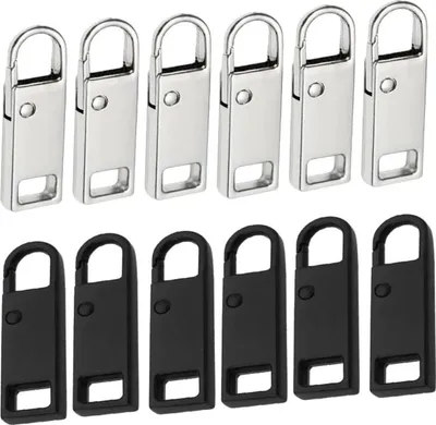 Produktbild von 12 Stück Edelstahl Reißverschluss-Zipper Ersatz, abnehmbare Metall Reißverschluss-Zipper für Taschen, Kleidung und Koffer – Praktisches Reißverschluss Reparatur Set