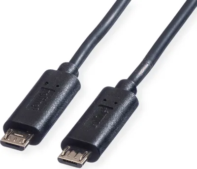 Zdjęcie produktu dla ROLINE USB 2.0, Micro B - Micro B, M/M, 0.3m, 0,3 m, Micro-USB B, Micro-USB B, USB 2.0, Męska/Męska, Czarny