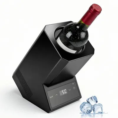 Produktbild von Flasche Elektrisch Weinkühler, 750ml Sektkühler für Wein & Champagner 24h | 5-18°C | 39 dB | bis Ø9cm, Sensor-Touch, Party, Geschenk für Weinliebhaber
