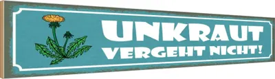 Produktbild von vianmo Holzschild 10x46 cm Unkraut vergeht nicht Garten Warnschild Hinweisschild