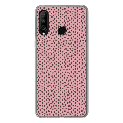 Produktbild von MuchoWow® Handyhülle Schutzhülle Hülle für Huawei P30 Lite Polka dots - Rosa - Schwarz Silikon Softcase Handy Hülle - Handyhülle