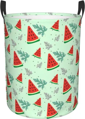 Produktbild von Wäschekorb mit Wassermelonenmotiv, wasserdicht, für Schlafzimmer und Waschküche, 34 x 42 cm