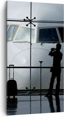 Produktbild von Bild auf Leinwand - Leinwandbild - Flugzeug Flughafen Passagiere - 45x80cm - Wand Bild - Wanddeko - Leinwanddruck - Bilder - Kunstdruck - Wanddekoration - Leinwand bilder - Wandkunst - PA45x80-0130