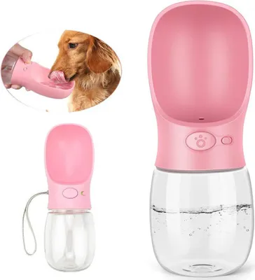 Immagine prodotto di Bottiglia da trekking per cani 350 ml rosa