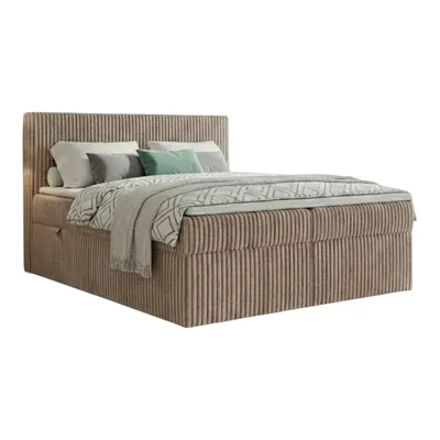 Produktbild von Boxspringbett RALF 160 x 200 cm mit Bettkasten, Topper und gepolstertem Kopfteil. Farbe: Beige, Härtegraden: H2 , Topper: T25-Topper