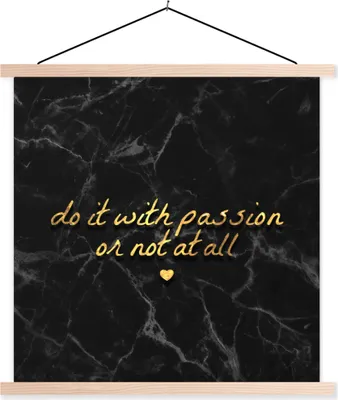 Produktbild von MuchoWow® Textilposter Zitate - Sprichwörter - Gold - Marmor 40x40 cm mit holzfarbenen Rahmen - Posterleiste