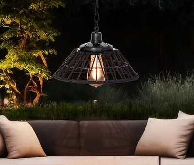 Produktbild von Solar Hängelampe Vintage-Stil Industrial Outdoor Hängeleuchte Warmweiß Schwarz 29cm