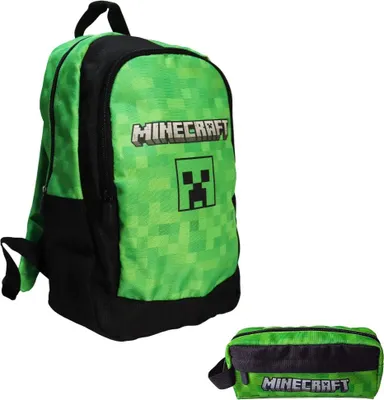 Produktbild von Minecraft Creeper 2tlg Rucksack Backpack Schultasche Federtasche Gr. 40x25x12 cm
