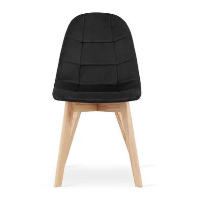 Image de Chaise de salle à manger Chaise de bureau Chaise de cuisine, chaise rembourrée, assise velours avec pieds en bois de hêtre, charge d'assise 120 kg, velours noir 1 chaise