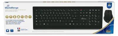 Zdjęcie produktu dla MediaRange MROS104-FR, Bezprzewodowy, RF Wireless, Mechaniczna, AZERTY, Czarny, Szary, Dołączona myszka