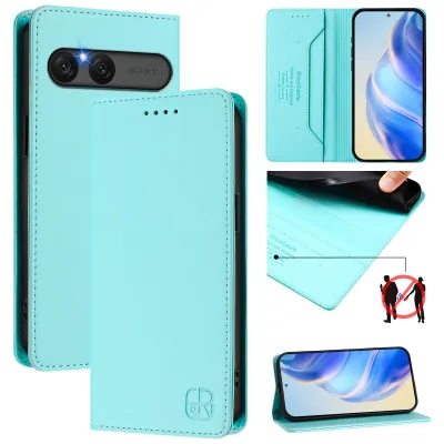 Produktbild von Lederhülle für Sony Xperia 10 VII Hülle Flip Brieftasche Kartenfächern Ständer Schutzhülle Türkis
