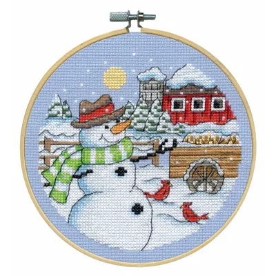 Produktbild von Design Works Kreuzstich Stickpackung mit Stickrahmen "Winter", Zählmuster, Diam. 15cm