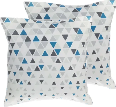 Produktbild von BELIANI Dekokissen Blau/Grau Polsterbezug 2er Set 45 x 45 cm Dreieckmotiv Wohnzimmer Salon Schlafzimmer
