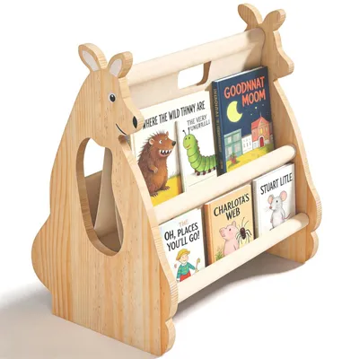 Image de Omgoods - Bibliothèque en bois pour enfants, avec 3 étagères et un design portable
