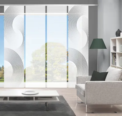 Produktbild von BEXON Schiebegardine, Halbkreismotiv, halbtransparent, 260x60 cm