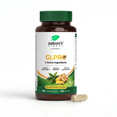 Produktbild von Nature's Finest GLPRO Kapseln - Johannisbrot, Nopal, Grüntee & Chrom, vegan - 60 Kapseln