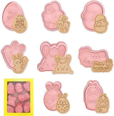 Produktbild von Ostereierform-Schablone - 8 Stück Ostereierformen, 3D Ostereierformen, Osterhaseformen für Kinder, Osterfeiertagsformen, Fondant-Formen für Osterkuchen