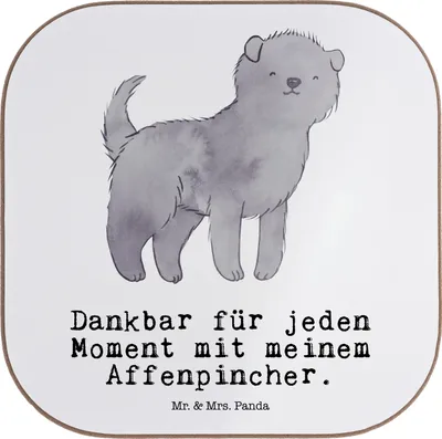 Produktbild von Mr. & Mrs. Panda Untersetzer für Gläser Affenpincher Moment - Weiß - Geschenk, gläseruntersetzer, bieruntersetzer, Tischschoner, Tassenuntersetzer