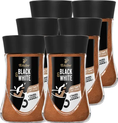 Produktbild von Tchibo Black&White Instantkaffee Vorratspack Maxipack, 1.080g – 6 x 180g, löslicher Bohnenkaffee, koffeinhaltig