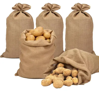 Productafbeelding van Natuurlijke Jutezakken - Aardappelzakken - 60 x 40 cm - Verpakking van 5 stuks